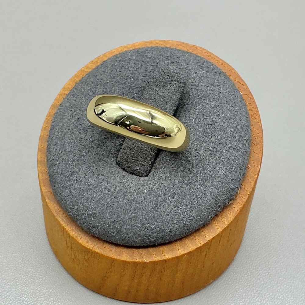 Dome Ring Women Gold Tone Polished Minimalist Bold Statement Band Size 4